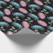 Papier Cadeau Motif floral pastel sur fond noir | Cute D (Coin)