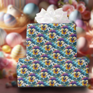 Papier Cadeau Motif floral printanier coloré pour Pâques
