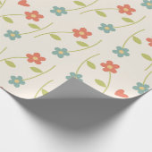 Papier Cadeau Motif Floral Rétro Fleurs mignonnes Élégantes (Coin)