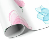 Papier Cadeau Motif floral rose bleu élégant (Coin rond)