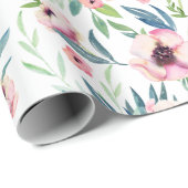 Papier Cadeau Motif floral rose de printemps (Coin rond)