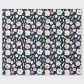 Papier Cadeau Motif floral rose et jaune (Plat)