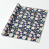 Papier Cadeau Motif floral rose et jaune (Déroulé)