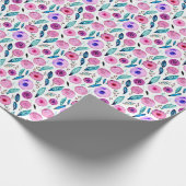 Papier Cadeau Motif floral rose et violet (Coin)