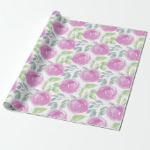 Papier Cadeau Motif floral rose moderne (Déroulé)