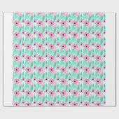 Papier Cadeau Motif floral rose pâle et vert (Plat)