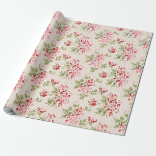 Papier Cadeau Motif floral rose vintage shabby chic