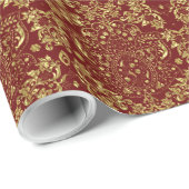 Papier Cadeau Motif Floral Rouge Et Noir 2a (Coin rond)