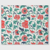 Papier Cadeau Motif floral rouge et vert (Plat)