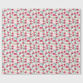 Papier Cadeau Motif floral rouge foncé (Plat)