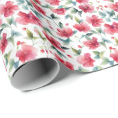 Papier Cadeau Motif floral rouge foncé (Coin rond)