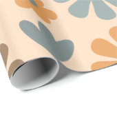 Papier Cadeau Motif floral rustique rétro scandinave joyeux (Coin rond)