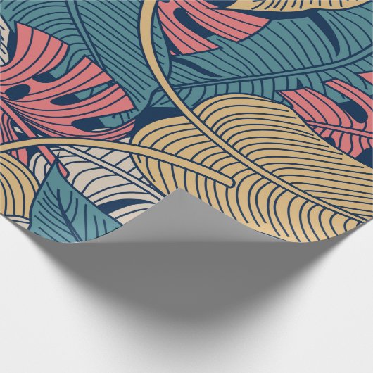 Papier Cadeau Motif floral sans couture avec feuilles. dos tropi (Coin)