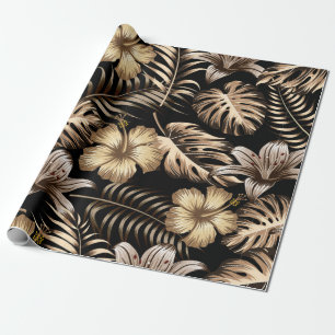 Papier Cadeau Motif floral sans couture avec feuilles. dos tropi