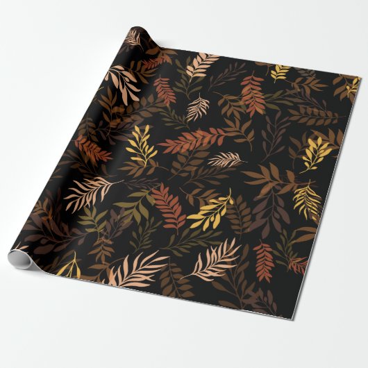 Papier Cadeau Motif floral sans couture avec feuilles. Patte tra (Déroulé)