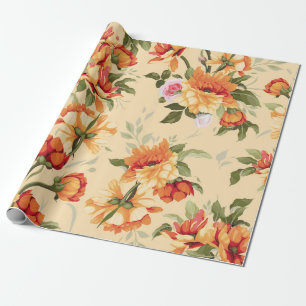 Papier Cadeau Motif floral sans couture avec rose, aquarelle. Il