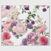 Papier Cadeau Motif floral sans couture avec roses, aquarelle. p (Plat)
