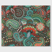 Papier Cadeau Motif Floral sans soudure avec éléments cachemire (Plat)