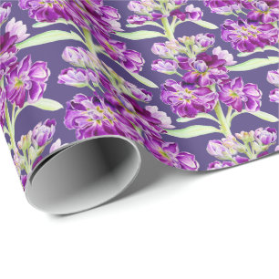 Papier Cadeau Motif floral stock d'aquarelle mauve
