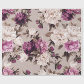 Papier Cadeau Motif floral transparent avec roses sur fond léger (Plat)