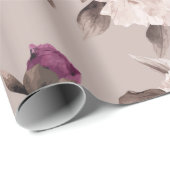 Papier Cadeau Motif floral transparent avec roses sur fond léger (Coin rond)