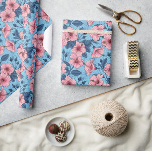 Papier Cadeau Motif floral tropical d'Hibiscus