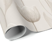 Papier Cadeau Motif floral tulipe ivoire neutre moderne (Coin rond)