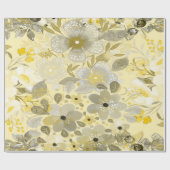 Papier Cadeau Motif floral vert et jaune (Plat)