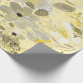 Papier Cadeau Motif floral vert et jaune (Coin)