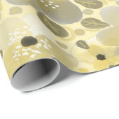 Papier Cadeau Motif floral vert et jaune (Coin rond)