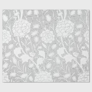 Papier Cadeau motif floral vintage élégant argent