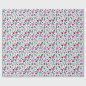 Papier Cadeau Motif floral violet, rose et rouge (Plat)