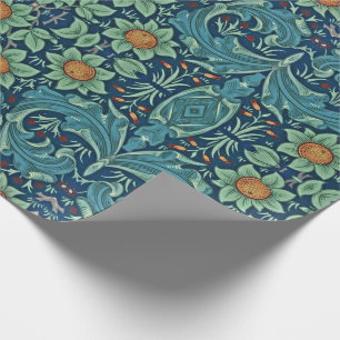 Papier Cadeau Motif floral William Morris Rouge Jaune bleu vert