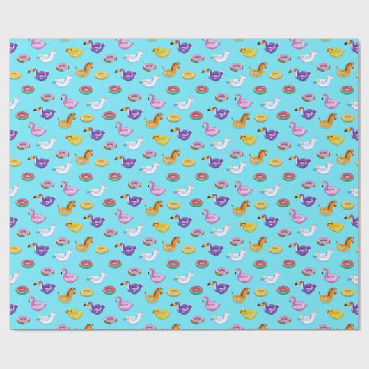 Papier Cadeau Motif flottant de la piscine d'été (Plat)
