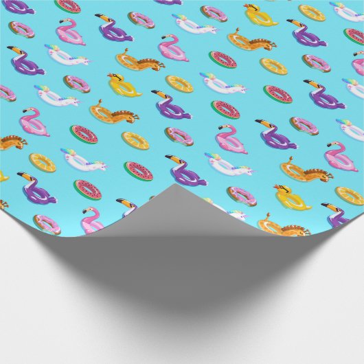 Papier Cadeau Motif flottant de la piscine d'été (Coin)