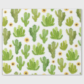Papier Cadeau Motif fluide cactus aquarelle (Plat)