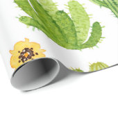 Papier Cadeau Motif fluide cactus aquarelle (Coin rond)