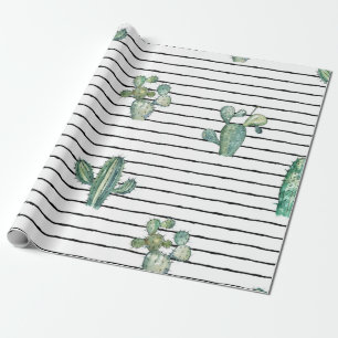 Papier Cadeau Motif fluide cactus aquarelle