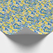 Papier Cadeau Motif folklorique aux couleurs du drapeau ukrainie (Coin)