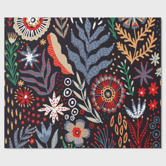 Papier Cadeau Motif folklorique, design textile transparent avec (Plat)