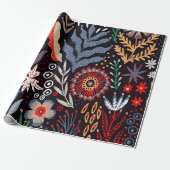 Papier Cadeau Motif folklorique, design textile transparent avec (Déroulé)