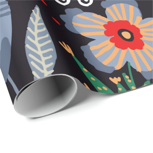Papier Cadeau Motif folklorique, design textile transparent avec (Coin rond)