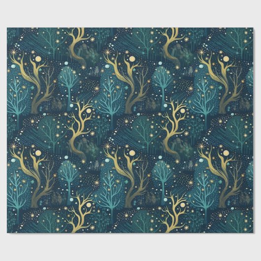Papier Cadeau Motif forestier enchanté (Plat)