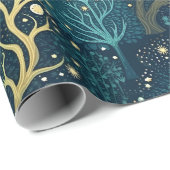 Papier Cadeau Motif forestier enchanté (Coin rond)