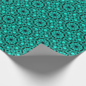 Papier Cadeau Motif fractal en kaléidoscope de turquoise et de b (Coin)