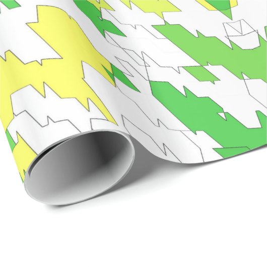 Papier Cadeau ~ Motif fractal Rouge Vert Jaune ~ Noël ~ (Coin rond)