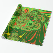 Papier Cadeau ~ Motif fractal vert rouge jaune rouge ~ (Déroulé)