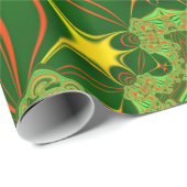 Papier Cadeau ~ Motif fractal vert rouge jaune rouge ~ (Coin rond)