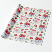 Papier Cadeau Motif Fraise Cottagecore (Déroulé)