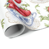 Papier Cadeau Motif Fraise Cottagecore (Coin rond)